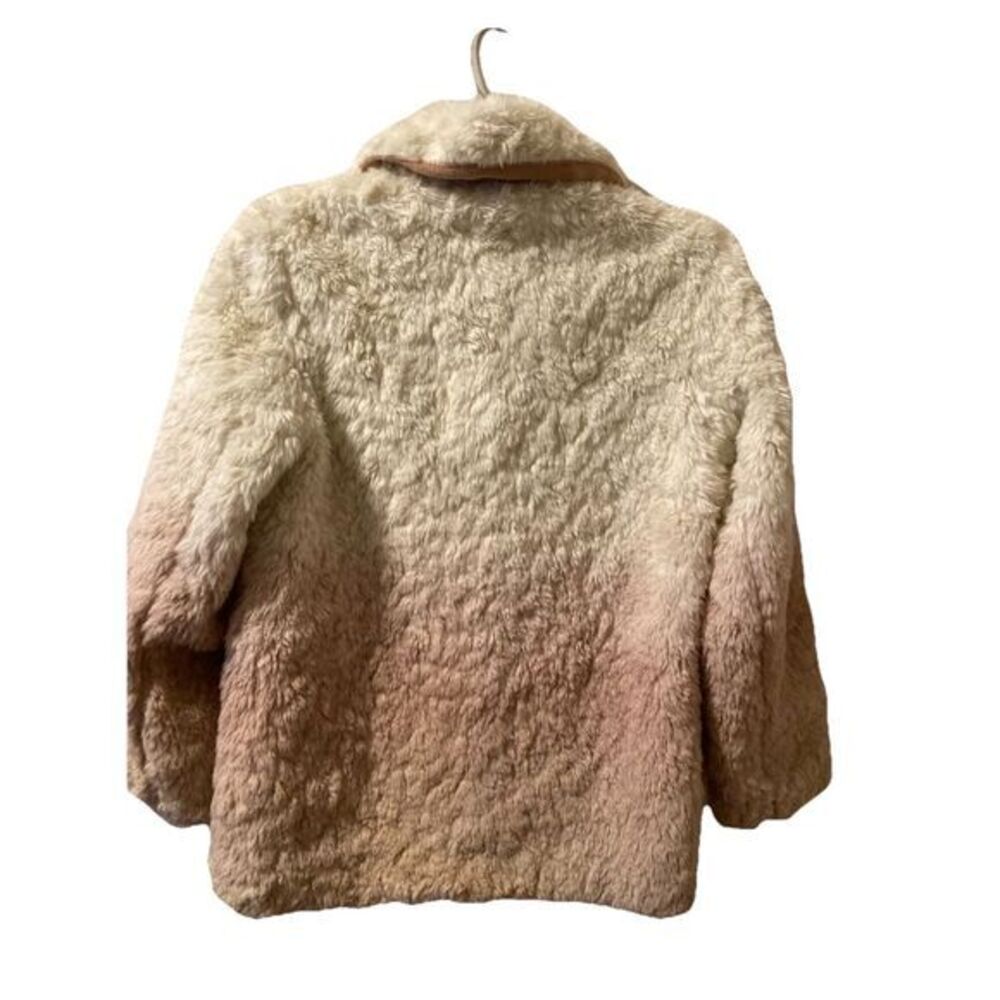 Anthropologie Ombre Faux Fur Coat Teddy Button Front Sz S Cream Pink Tan - Picture 8 of 9